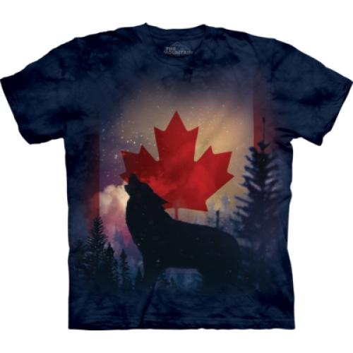 Tričko unisex The Mountain Canadian Howl Patriotic Wolf - modré