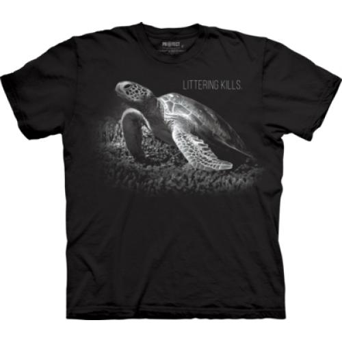 Tričko unisex The Mountain Turtle Littering Kills - čierne