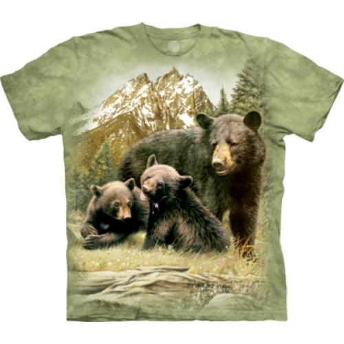 Tričko unisex The Mountain Black Bear Family - zelené