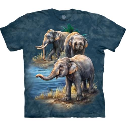 Tričko unisex The Mountain Asian Elephants - modré