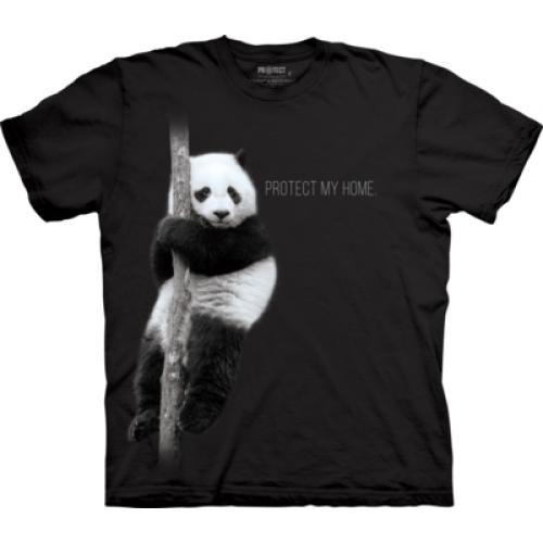 Tričko unisex The Mountain Panda Protect My Home - čierne
