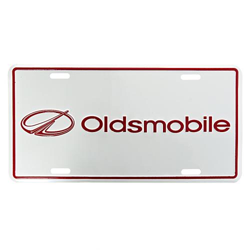 Ceduľa plechová Licencia Oldsmobile - biela-červená