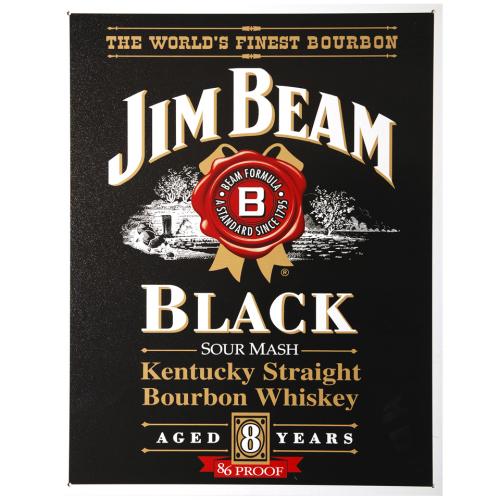 Ceduľa plechová Retro Jim Beam - čierna