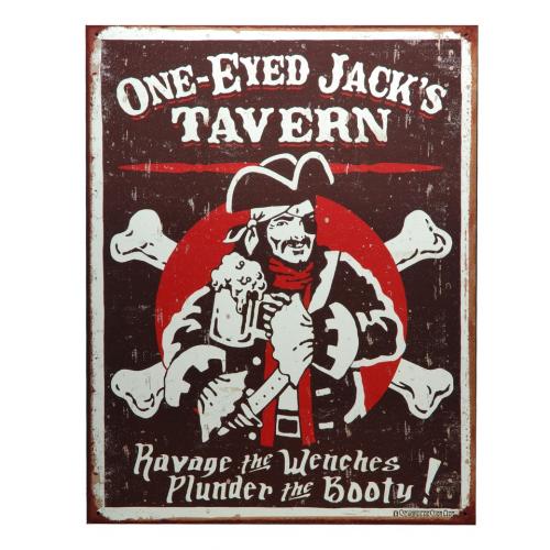 Ceduľa plechová Retro One-Eyed Jacks Tavern