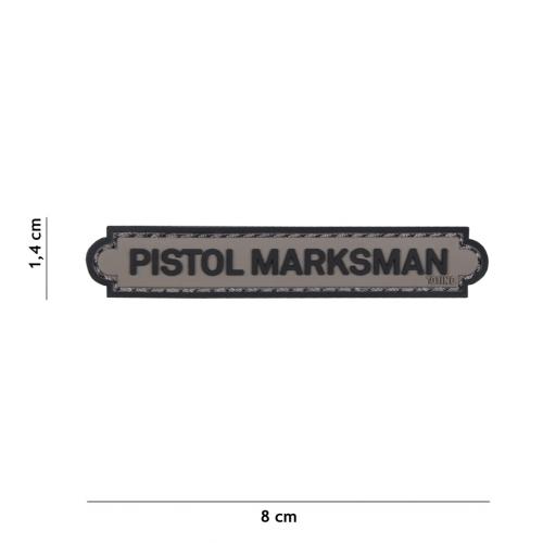 Gumová nášivka 101 Inc nápis Pistol Marksman - šedá