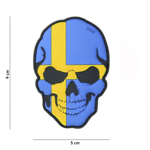 Gumová nášivka 101 Inc Skullhead vlajka Švédsko - barevná