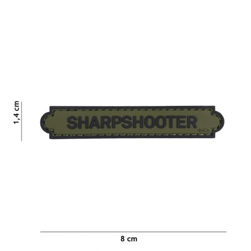 Gumová nášivka 101 Inc nápis Sharpshooter - olivová