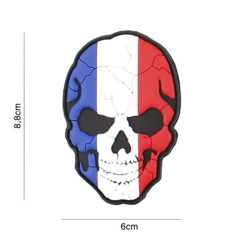 Gumová nášivka 101 Inc Skullhead Cracked vlajka Francie