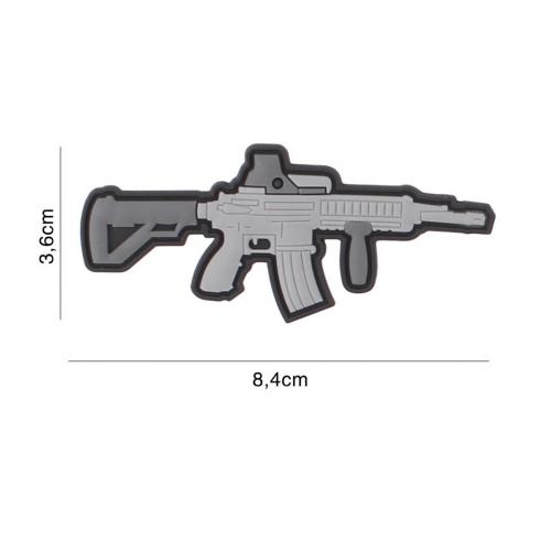 Gumová nášivka 101 Inc zbraň M4 - sivá