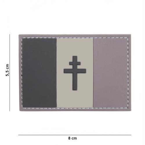 Gumová nášivka 101 Inc Liberate vlajka Francúzsko - sivá