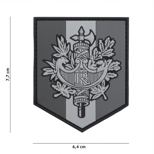 Gumová nášivka 101 Inc znak French Shield - šedá