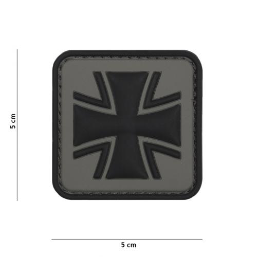 Gumová nášivka 101 Inc German Cross - šedá