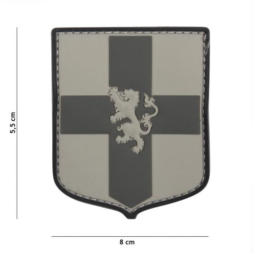 Gumová nášivka 101 Inc znak Dutch Shield - sivá
