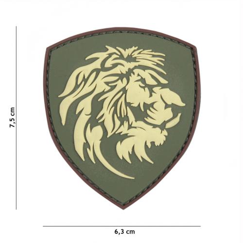 Gumová nášivka 101 Inc znak Dutch Lion - olivová