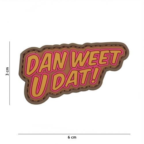 Gumová nášivka 101 Inc nápis Dan Weet U Dat - hnědá