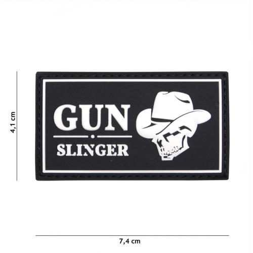 Gumová nášivka 101 Inc nápis Gun Slinger Cowboy - černá