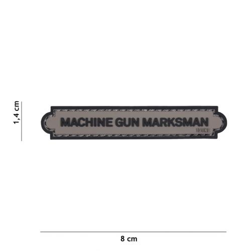 Gumová nášivka 101 Inc nápis Machine Gun Marksman - šedá