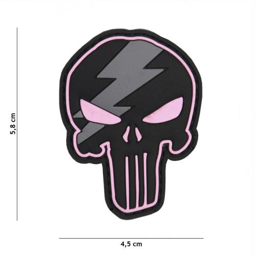Gumová nášivka 101 Inc Thunder Punisher - růžová