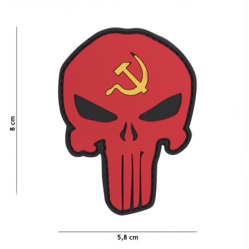 Gumová nášivka 101 Inc vlajka Punisher Head ZSSR - červená