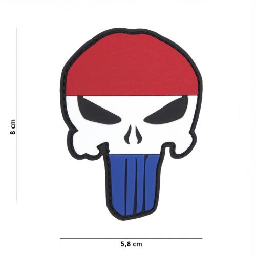 Gumová nášivka 101 Inc vlajka Punisher Head Nizozemsko