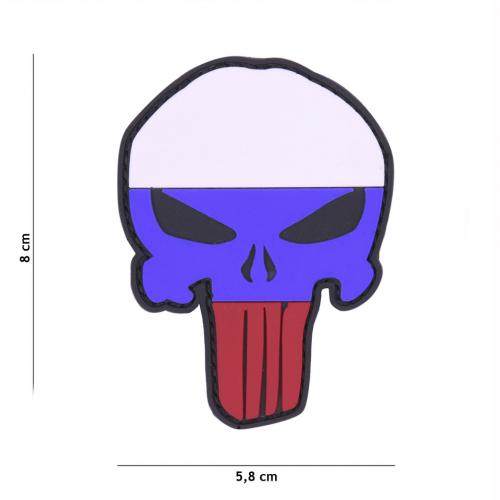 Gumová nášivka 101 Inc vlajka Punisher Head Rusko