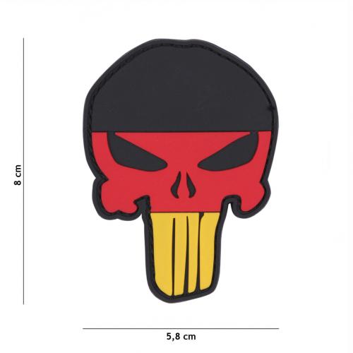 Gumová nášivka 101 Inc vlajka Punisher Head Nemecko