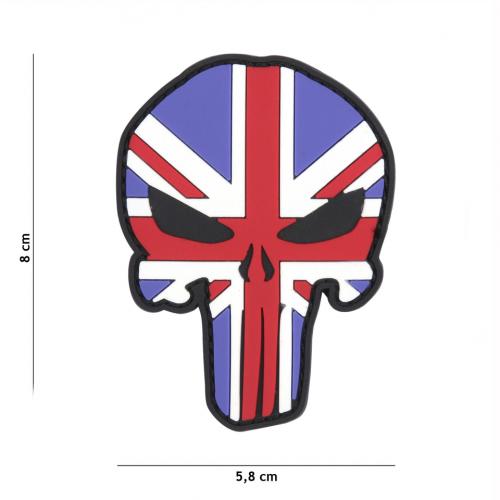 Gumová nášivka 101 Inc vlajka Punisher Head Veľká Británia