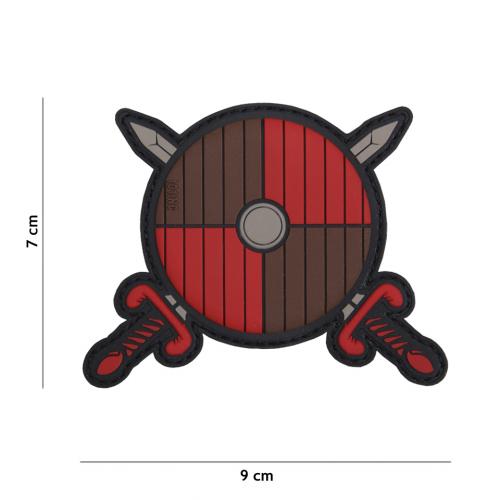 Gumová nášivka 101 Inc Viking Shield - červená-hnedá