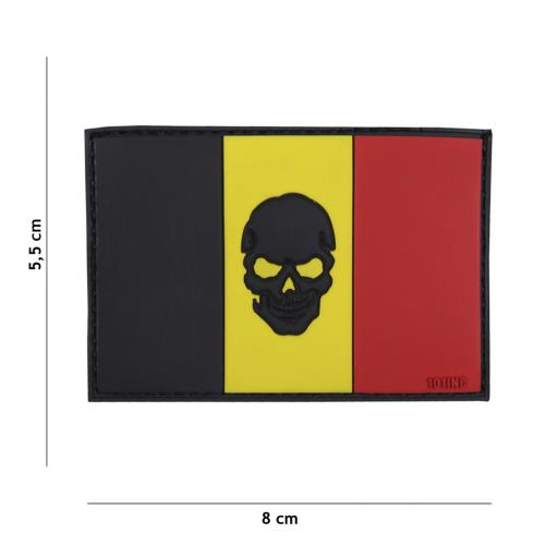 Gumová nášivka 101 Inc Skull vlajka Belgicko - farevná