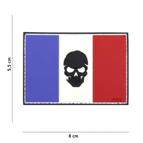 Gumová nášivka 101 Inc Skull vlajka Francie - barevná