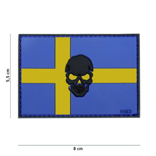 Gumová nášivka 101 Inc Skull vlajka Švédsko