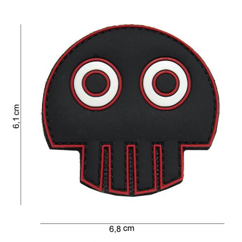 Gumová nášivka 101 Inc Big Eye Skull - čierna