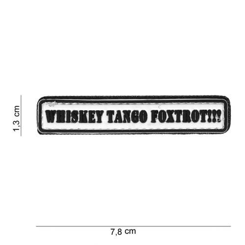 Gumová nášivka 101 Inc nápis Whiskey Tango Foxtrot - bílá
