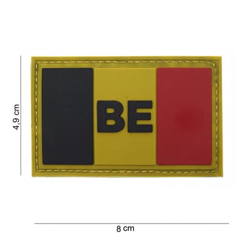 Gumová nášivka 101 Inc vlajka Belgicko s nápisom