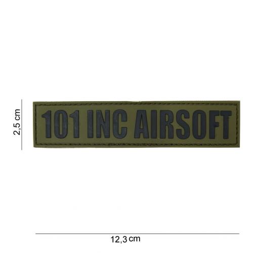 Gumová nášivka 101 Inc nápis 101 Inc Airsoft - olivová