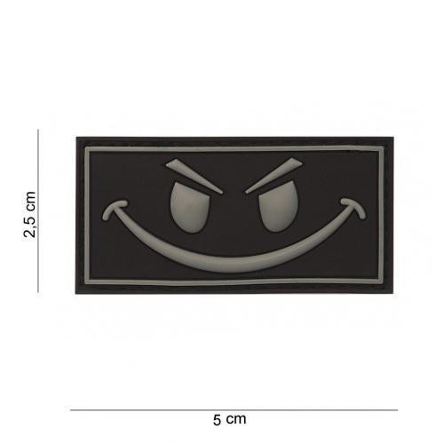 Gumová nášivka 101 Inc Evil Smiley - černá