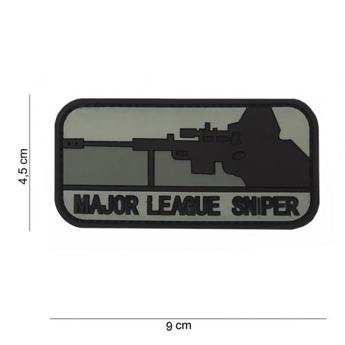 Gumová nášivka 101 Inc nápis Major League Sniper - tmavo sivá