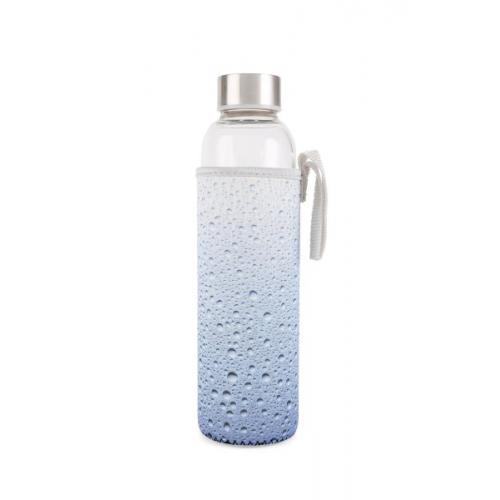 Sklenená fľaša Glasee 0,6 l Drops - modrá