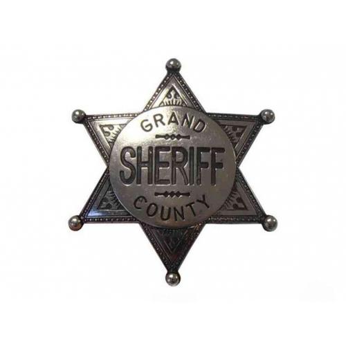 Hviezda šerifská Grand Country 6 cm - strieborná