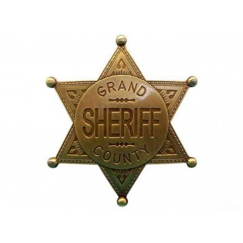 Hvězda šerifská Grand Country 6 cm - zlatá