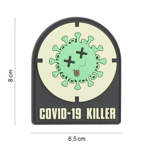 Gumená nášivka 101 Inc nápis COVID-19 Killer - čierna