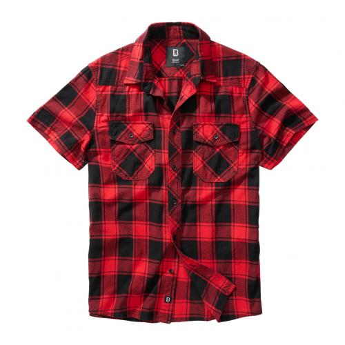 Košele Brandit Checkshirt Halfsleeve - červená-čierna