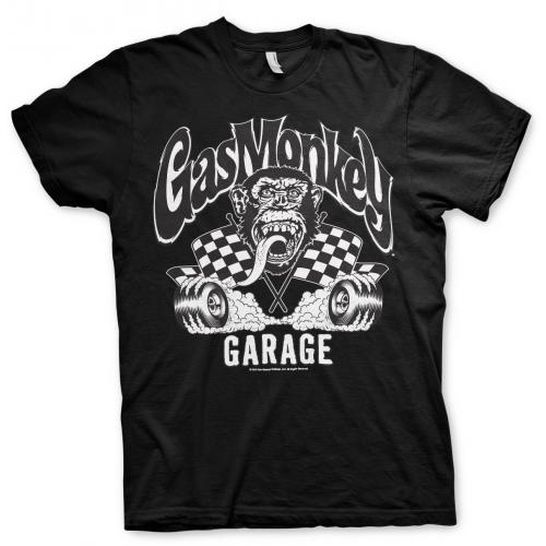 Tričko Gas Monkey Garage Burning Wheels - čierne
