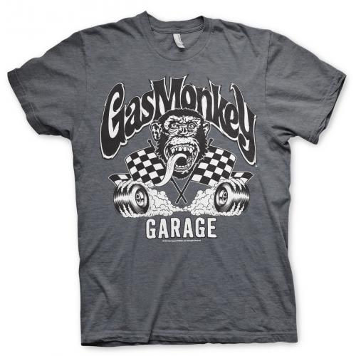 Tričko Gas Monkey Garage Burning Wheels - tmavo sivé