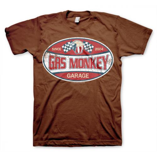 Triko Gas Monkey Garage Since 2004 - hnědé