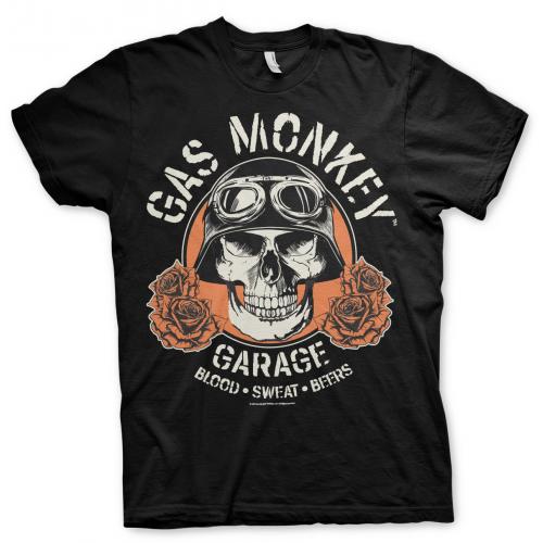 Triko Gas Monkey Garage Skull - čierne