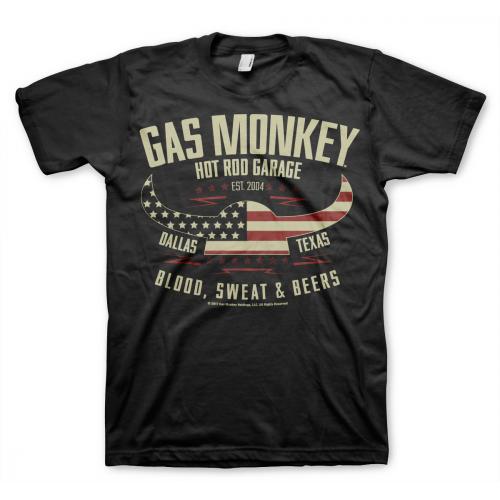 Triko Gas Monkey Garage American Viking - čierne