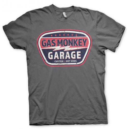 Triko Gas Monkey Garage Vintage Custom - tmavo sivé