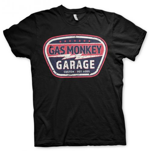 Triko Gas Monkey Garage Vintage Custom - čierne