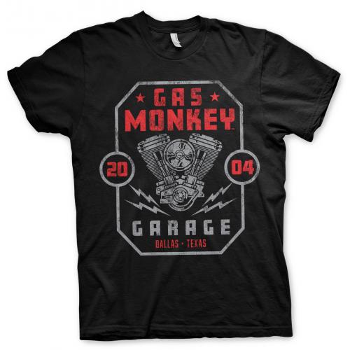 Triko Gas Monkey Garage Twin Engine - čierne